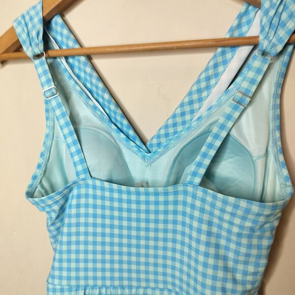 Lands' End Blue Gingham Swim Dress Swimsuit - Picture 8 of 10